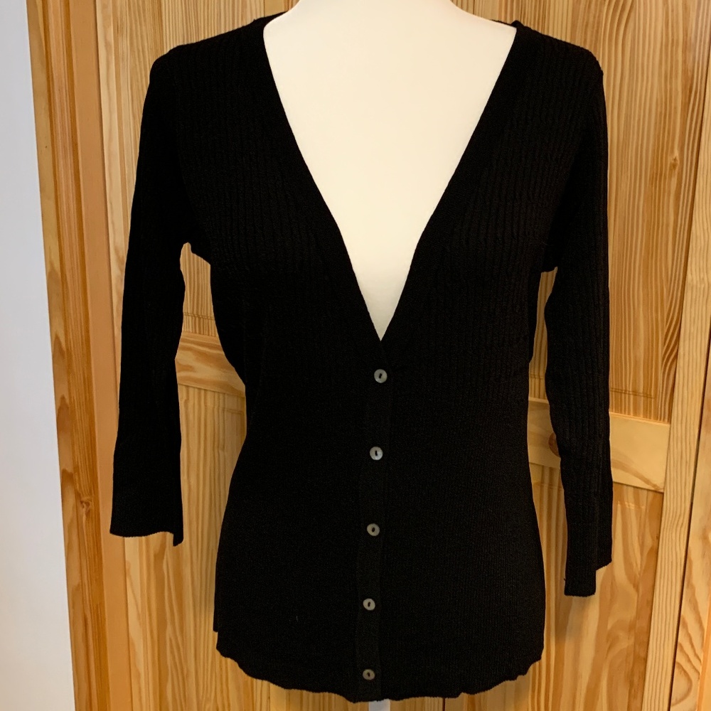 Willi Smith Black Cardigan Sweater Medium